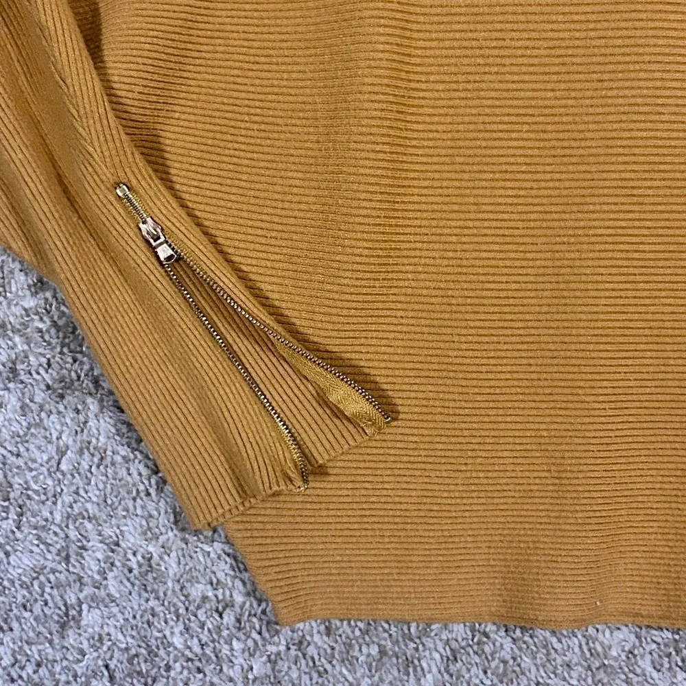 CARMEN MARC VALVO I Womens Ochre Ribbed Cropped Sweater I‎ XL I Dolman Sleeve - Picture 8 of 10